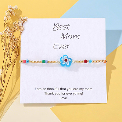 Flower Glass Seed Bead & Glass Beads Braided Bead Bracelets NS0067-5-1