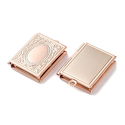 Rack Plating Brass Locket Pendants KK-F090-04RG-1