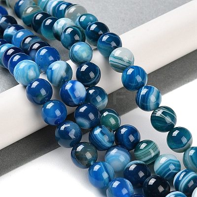 Natural Striped Agate/Banded Agate Beads Strands G-Z060-A01-C11-1