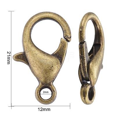 Antique Bronze Tone Zinc Alloy Lobster Claw Clasps X-E107-AB-1