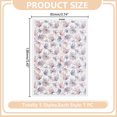 5Pcs 5 Colors Polymer Clay Earrings Water Transfer Paper DIY-HY0003-22B-1