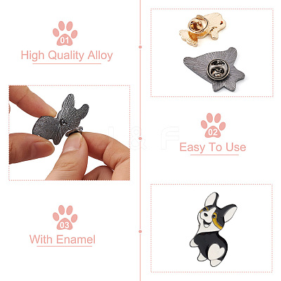 15Pcs 15 Style Puppy Dog Enamel Pins JEWB-YS0001-13-1