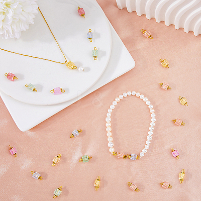 100Pcs Crackle Glass Connector Charms FIND-HY0001-35-1