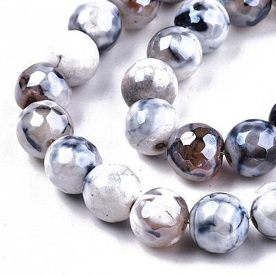 Electroplate Natural Fire Crackle Agate Beads Strands G-T131-54D-1