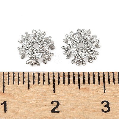 Brass Micro Pave Clear Cubic Zirconia Bead Caps KK-V015-32P-1