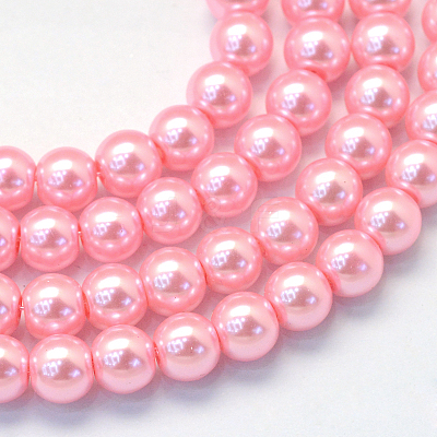 Baking Paint Pearlized Glass Pearl Round Bead Strands LS-HY-Q003-4mm-53-1