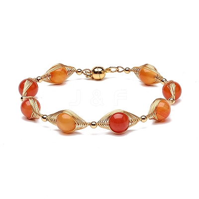 Healing Power Natural Carnelian Beaded Bracelets for Men Women X1-BJEW-TA00012-01-1