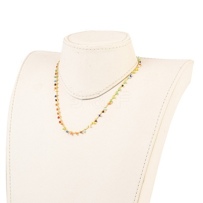 Brass Handmade Glass Beaded   Necklaces NJEW-JN03135-02-1