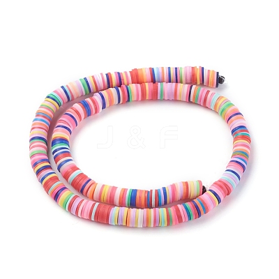 Flat Round Handmade Polymer Clay Beads CLAY-R067-8.0mm-M1-1