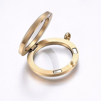 304 Stainless Steel Magnetic Floating Locket Pendants STAS-O103-35G-1