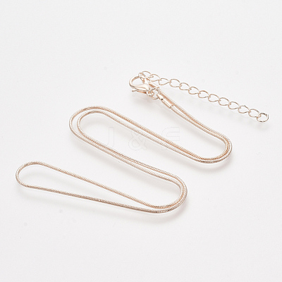 Brass Round Snake Chain Necklaces X-MAK-T006-11A-RG-1
