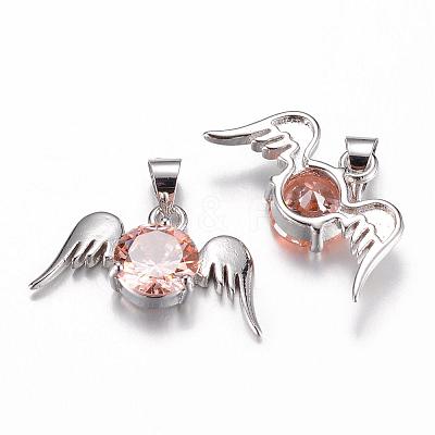 Brass Cubic Zirconia Pendants ZIRC-P016-49P-1