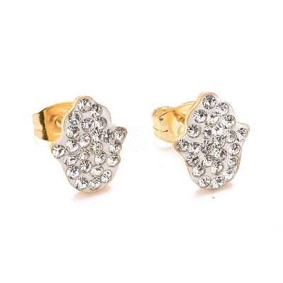 304 Stainless Steel Enamel Stud Earrings EJEW-B009-19G-1