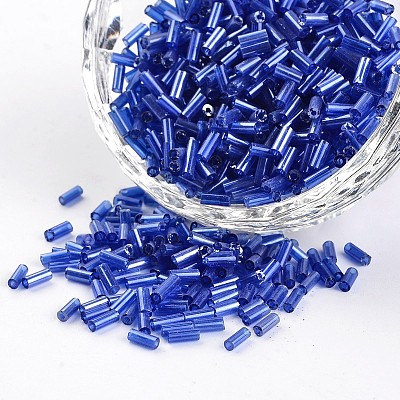 Transparent Colours Pearl Luster Plated Round Hole Glass Bugle Beads SEED-I001-108-1