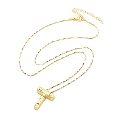 Brass & Plastic Pearl Letter Pendant Box Chain Necklaces for Women NJEW-U017-01G-20-1