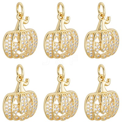 6Pcs Halloween Brass Cubic Zirconia Pendants ZIRC-BBC0003-41-1