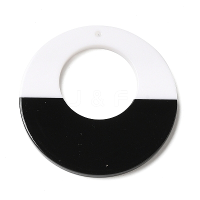 Black and White stitching Acrylic Pendants OACR-S143-01A-1