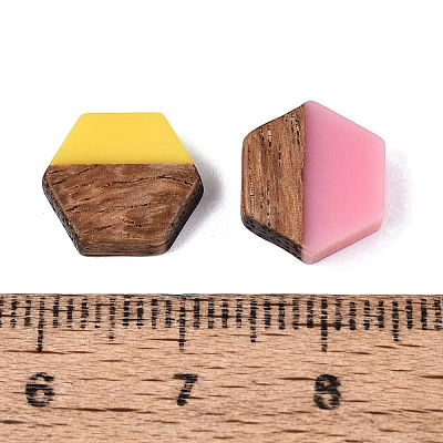 Opaque & Transparent Resin & Walnut Wood Cabochons RESI-N053-38-1