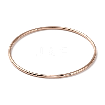 Ion Plating(IP) 304 Stainless Steel Simple Plain Bangle for Women BJEW-F461-01A-RG-1