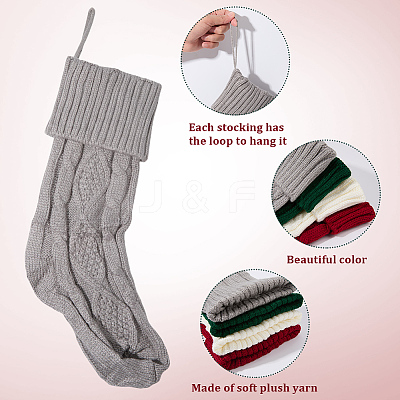 4Pcs 4 Colors Knitted Acrylic Fiber Hanging Stocking Bags AJEW-SP0004-04-1