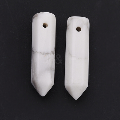 Natural Howlite Pointed Pendants G-D460-01G-1