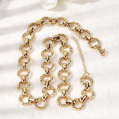 13MM 304 Stainless Steel Textured Round Ring Link Chain Necklaces NJEW-P349-01A-G-1