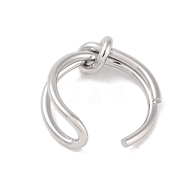Non-Tarnish Simple Knotted 304 Stainless Steel Open Cuff Ring for Women Men RJEW-Z038-04P-1