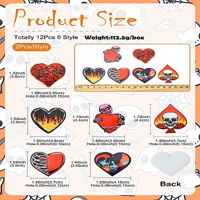 30Pcs 6 Styles Opaque Printed Acrylic Pendants MACR-CJ0002-12-1