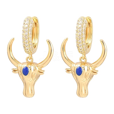 Brass Micro Pave Cubic Zirconia Dangle Hoop Earrings EJEW-G471-46G-1