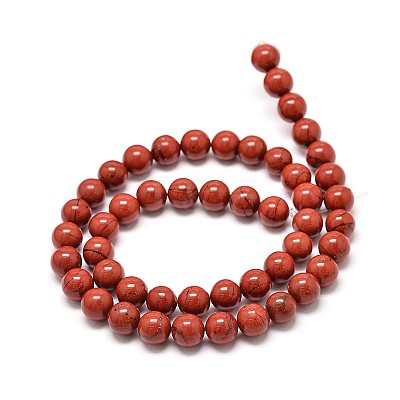 Grade A Natural Red Jasper Bead Strands G-P075-36-14mm-1