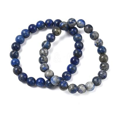 Natural Lapis Lazuli Round Beaded Stretch Bracelets GG-CBA12F1-02A-09-1
