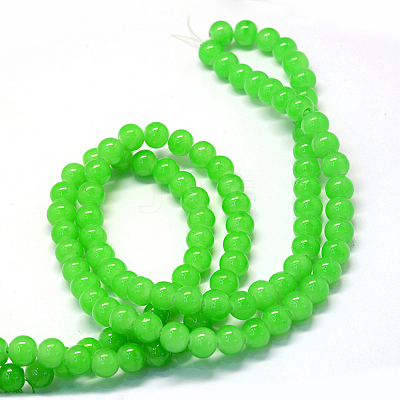 Baking Paint Imitation Jade Glass Round Bead Strands X-DGLA-Q021-8mm-09-1