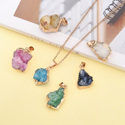 Natural Druzy Agate Pendants G-Q494-76-1