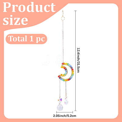 1Pc Colorful Glass Beaded Woven Net Suncatchers AJEW-CY0001-95B-1