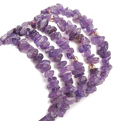 5Pcs 5 Style Natural Amethyst Chips Stretch Bracelets Set BJEW-JB09551-01-1