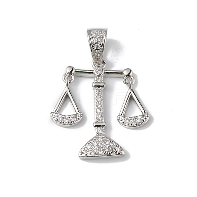 Rack Plating Brass Micro Pave Cubic Zirconia Pendants KK-F848-04P-1