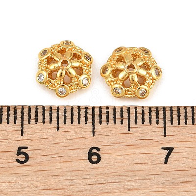 Brass Micro Pave Clear Cubic Zirconia Bead Caps LS-CU-CBA6A75-32G-1