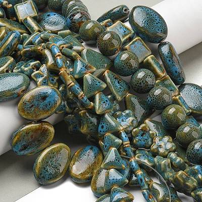 Handmade Porcelain Beads Strands PORC-B002-19B-1
