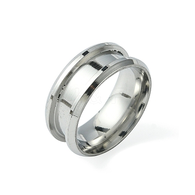 201 Stainless Steel Grooved Finger Ring Settings STAS-TAC0001-10A-P-1