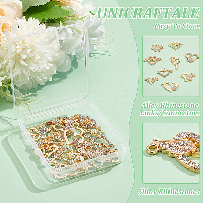 36Pcs 9 Styles Alloy Rhinestone Links/Connectors FIND-UN0016-38-1
