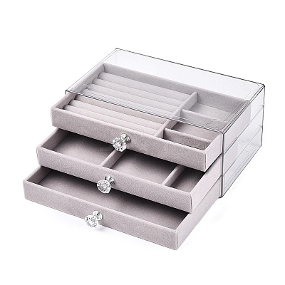 3-Tier PET Plastic Jewelry Storage Drawer Boxes CON-N016-05B-1