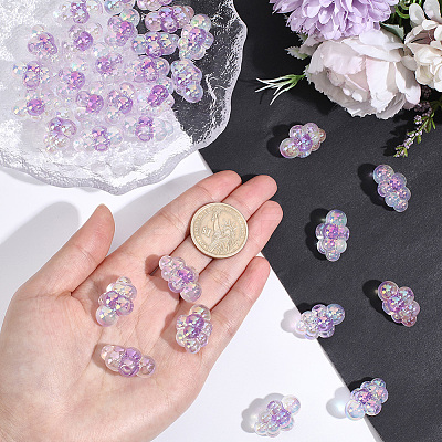 35Pcs UV Plating Rainbow Iridescent Acrylic Beads PACR-PA0001-23B-1