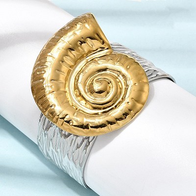 Hammered 304 Stainless Steel Cuff Bangles for Women BJEW-Z177-01GP-05-1