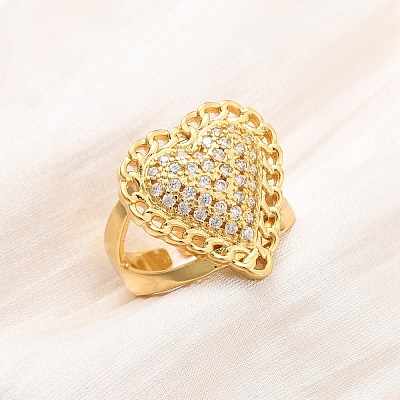 Adjustable Brass Micro Pave Cubic Zirconia Cuff Rings for Women RJEW-B139-08G-01-1