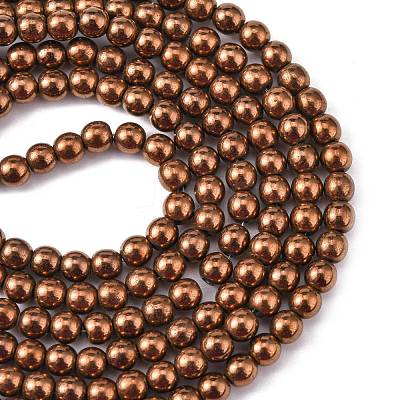 Non-magnetic Synthetic Hematite Beads Strands G-S096-4mm-4-1