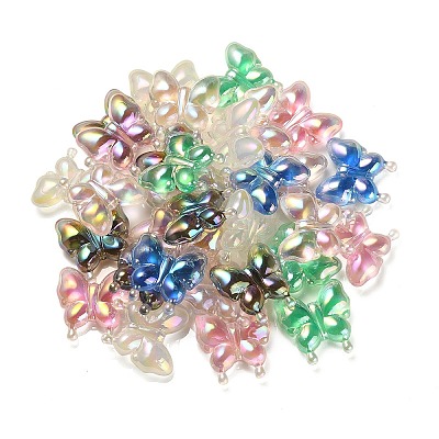 Luminous UV Plating Rainbow Iridescent Acrylic Beads X-OACR-F006-03-1