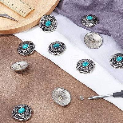 1-Hole Alloy & Cat eye Turquoise Decorative Rivets FIND-GF0004-53A-1