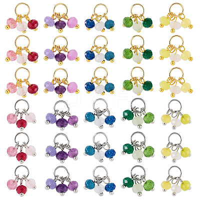 40Pcs 10 Styles Dyed Natural Malaysia Jade Pendants PALLOY-TA00391-1