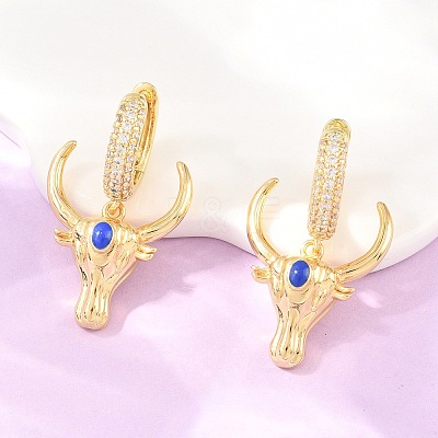 Brass Micro Pave Cubic Zirconia Dangle Hoop Earrings EJEW-G471-46G-1