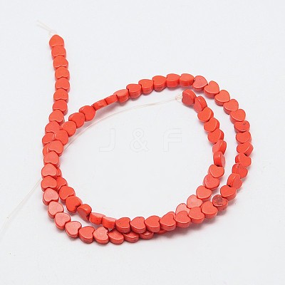 Dyed Synthetical Turquoise Heart Bead Strand G-P083-88-1